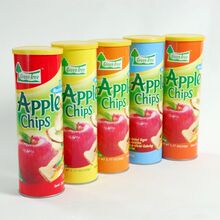 6筒包邮 买10送1 筒装航空食品 低脂肪休闲食品绿树苹果脆片50克