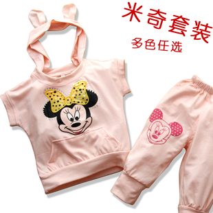  韩系夏装2件套+裤子孩子夏季卡通中性原创童装短袖套装 儿童 衣服