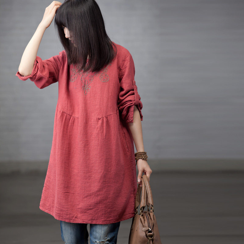 C5537A 淑女气质绣花棉质圆领长袖女衬衫 2012秋 米兰宣言-米可可