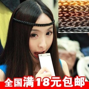 满9.9元包邮 弹力麻花编织假发辫子发箍 欧美复古儿童发带