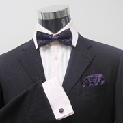 紫色格形领结衬衫/口袋巾/袖扣 婚庆领结 韩版 男士领带英伦A-255