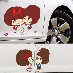 可爱卡通摩丝娃娃汽车贴纸 车饰 车门对贴 个性车身贴花装饰贴纸