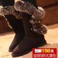 LOI.COLOR洛卡2011雪地靴正品清仓牛筋底防水高筒靴狐狸毛包邮