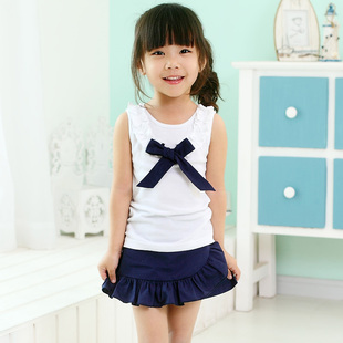  六一儿童节 童装女童夏装新款韩版儿童学院风套装 宝宝背心