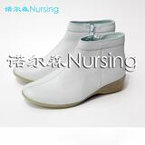 诺尔森真皮护士鞋638白色软牛皮鞋牛筋底坡跟舒适女鞋棉鞋休闲鞋