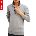 2012秋冬加厚休闲男装套头衬衫领假两件时尚针织衫线衫 毛衣 男