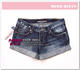 Miss sixty 08新款深蓝磨白翻边牛仔短裤