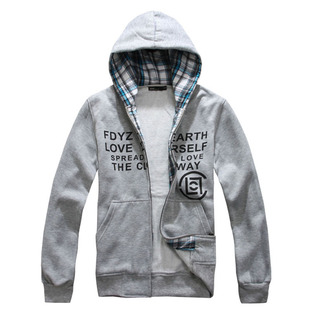  春装新款 Semir/森马 纯棉连帽加绒卫衣修身连帽外套男装