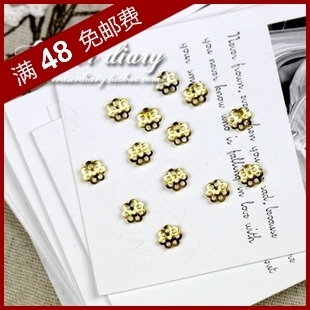  DIY饰品材料配件 金色 6mm 压花小花托（一元50个）