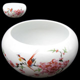 YP-002 景德镇 养鱼盆 水点桃花 鱼缸 陶瓷 碗莲 睡莲 笔洗 水族