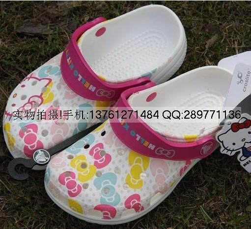 专柜正品CROCS HELLO KITTY凯蒂猫洞洞鞋凉鞋拖鞋白色蝴蝶结