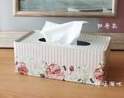 欧式韩式田园创意牡丹花，纸巾盒大号马口铁皮，纸巾抽纸盒纸巾套