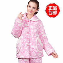 包邮！大码睡衣冬装加厚特价女珊瑚绒夹棉睡衣套装家居服保暖棉衣