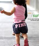 百趣Sara*宝宝夏装 韩版雪纳瑞背心+PINK热裤 女童套裝 2009135