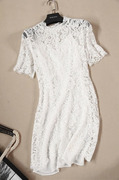 两件套修身显瘦性感，蕾丝公主范白色(范白色)短袖连衣裙