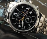 天梭男士手表 TISSOTprc200三眼表盘六针日历星期 全钢蓝宝石面