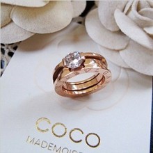 No se borran anillo Bvlgari collar anillo de juego de anillos de boda Rosa 14K anillo de oro combinaciones par ring ring conjunto
