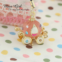 Miss Girl*童话仙度瑞拉南瓜马车手机链-粉色金，1202375