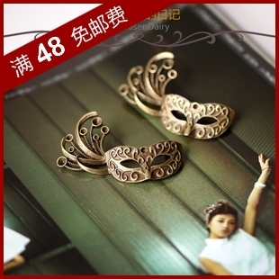  DIY饰品材料配件 复古 57mm 古铜色 钻位面具 别针151#-B