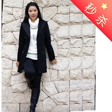 【超优惠】2011新款 特价 简约百搭双排扣系腰带修身翻领长款风衣