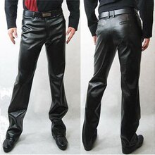 秋装新款 Armani/阿玛尼 男式免烫韩版修身时尚休闲皮裤 K830黑