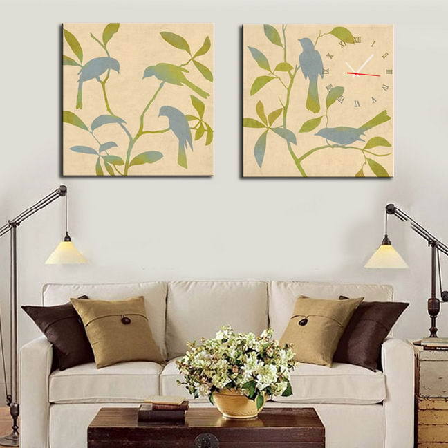 Frameless paintings modern a living room Restaurant decorative painting Canvas painting Two clock Treetops Birdsin the Home accessories , Decorative painting , Frameless painting wall clock category - from Buy2taobao.com to provide professional Taobao agent buy service