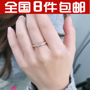  韩国韩版饰品 小辣椒优雅单排钻碎钻半圈小钻戒时尚尾戒 戒指批发