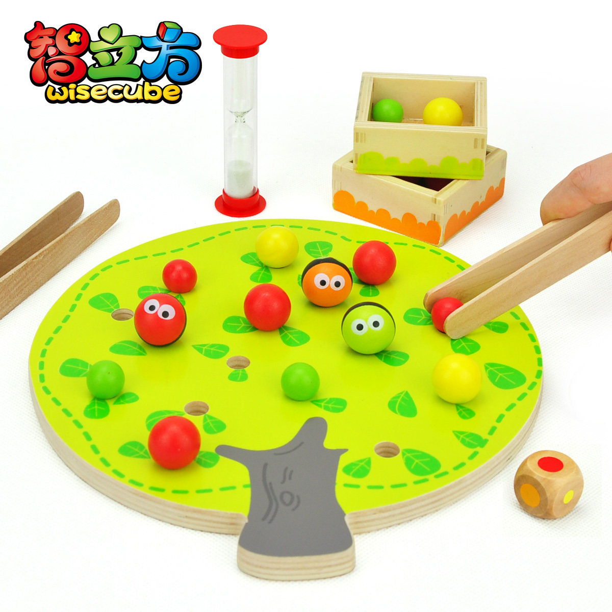 Mentally cube small fruit clip Clip children educational wooden toy jigsaw puzzle refining fine motor toys 3