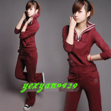 2011新款运动套装 女款秋冬季套头连帽卫衣 休闲韩版女士运动服