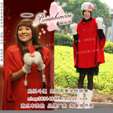 真人实拍 品牌厂家生产 非常完美章子怡红色斗篷披肩大衣 手套4元