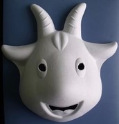 环保纸浆面具diy手绘面具白色动物，面具小羊