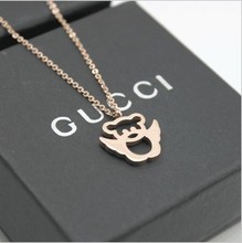 Gucci Gucci pareja de oro rosa colgante collar de titanio Collar de acero del oso del ángel del ángel