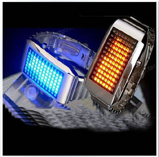  韩版LED 光能表 时尚72灯表 流行对表 情侣表 送备用电池
