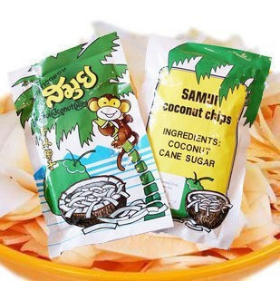  年货零食 SAMUI泰国苏梅香酥椰子片 40g椰片 可爱猴端午零食