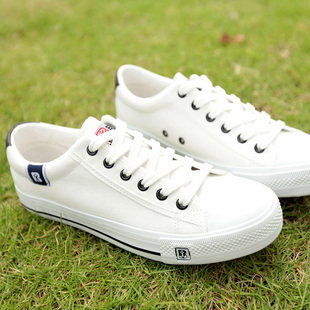  夏新款经典白色男士帆布鞋低帮系带板鞋韩版时尚流行休闲潮鞋