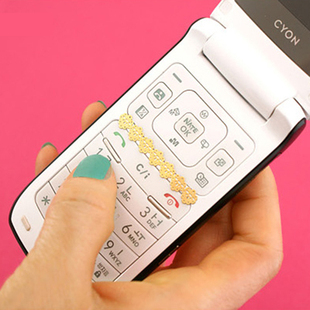  三年二班●韩国时尚 蕾丝金边 24K镀金手机防辐射装饰贴纸 4款