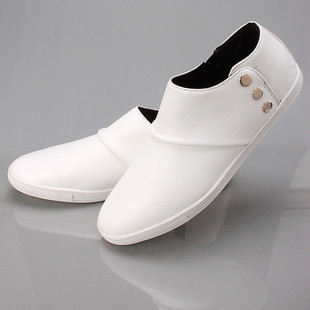  秋季新款韩式鞋边纽扣系列休闲鞋/男鞋 圆头套脚男士皮鞋板鞋