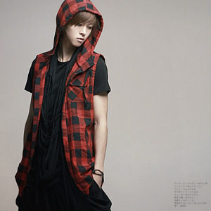 正品韩国代购 魅惑男装redhomme 时尚帅气 个性长款连帽背心 708