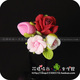 Julie红色玫瑰花蕾软陶花戒指
