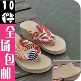 3151 波西米亚人字拖丝绸沙滩鞋夏坡跟拖鞋夹脚平跟绸缎凉鞋凉拖