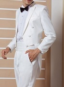 欧美男士礼服　白色燕尾新郎礼服套装 前短后长礼服 