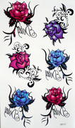 纹身贴纸防水女多种玫瑰花图案流行欧美持久纹身纸