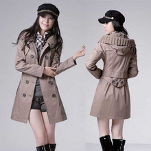 2012秋款新品<span class=H>艾格</span>风双排扣长款风衣新款春装韩版时尚正品连帽外套