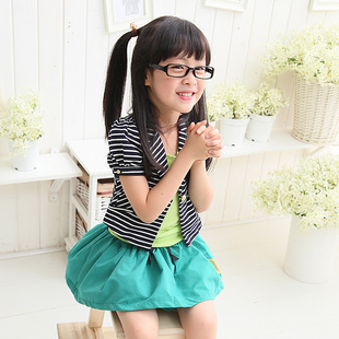  新款女童休闲裙子 夏季荷叶边儿童超短裙半身裙