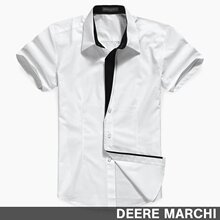 【5折】迪尔.马奇英伦超帅气经典纯棉男士短袖衬衫 DM21白