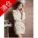 2011 新 秋冬装  双排银扣荷叶边裙式包臀呢大衣外套03#