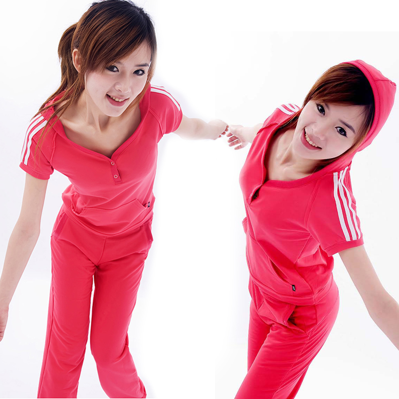 2016夏季女士短袖长裤套装时尚运动服女款夏