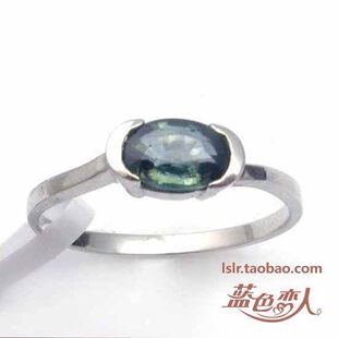  天然山东蓝宝石戒指 简约 女 厂家直销 925银镀金 贵重宝石136元