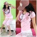 女装新款新品 韩版可爱淑女屋 H882小皇冠短款运动套装上衣裤子