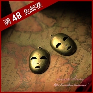  DIY饰品材料配件 36mm 古铜色 复古 假面 挂饰133#-A